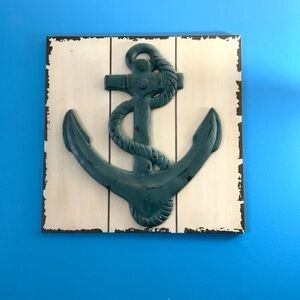 Nautical anchor wood plank wall hanging‎ Lake house decoration 18 x 18